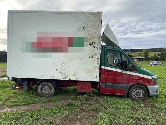 Wegen eines Ausweichmanövers habe sie den Selbstunfall verursacht, erklärte die Fahrerin des Lieferwagens. Foto: Polizei