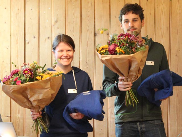 Die neu gewählten Delegierten: Stephanie Bamert (Jubla Zürich) und Luca Belci (Jubla Aargau). Foto: zVg