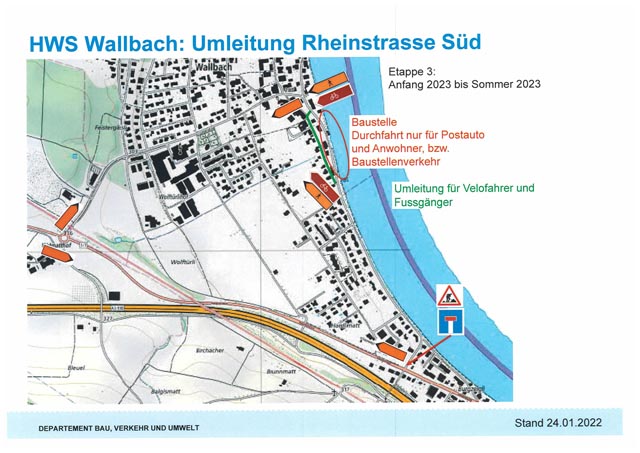 Die Umleitung an der Rheinstrasse Süd