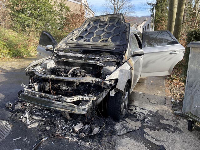 Der Personenwagen wurde bei dem Brand völlig zerstört. Foto: zVg