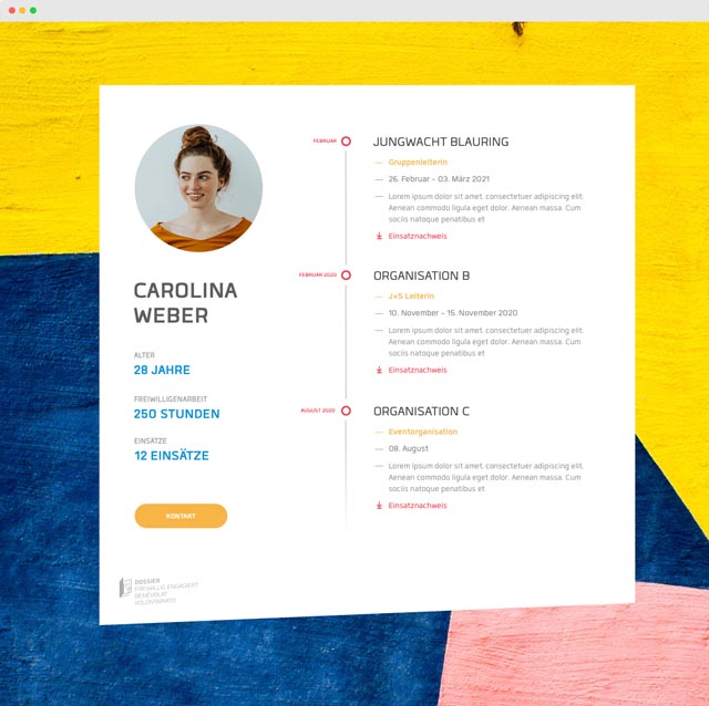 Ein Freiwilligenprofil. Foto: zVg