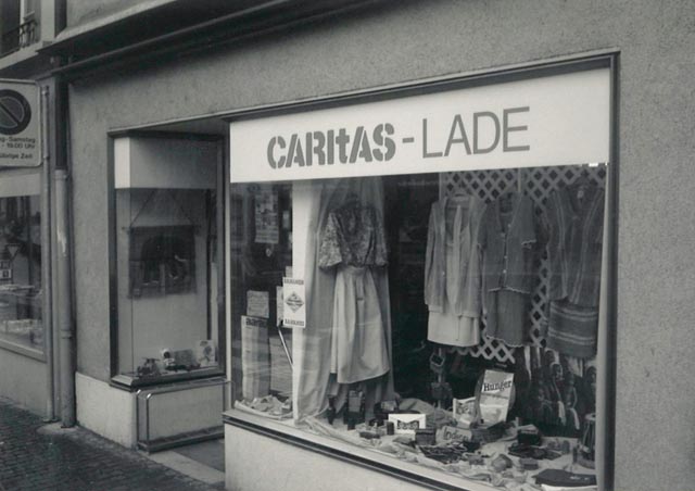 Historisches Foto des Caritas-Ladens aus dem Jahr 1985. Foto: zVg