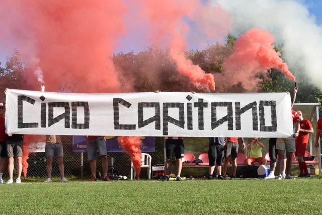 Neben dem Spiel gegen den FC Gelterkinden stand am Samstag vor allem die Verabschiedung des «Capitano» Florian Guarda auf dem Programm.Foto: zVg