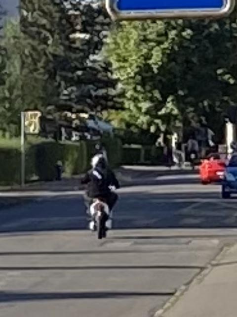 Schlussendlich entfernte sich der Täter mit einem Kleinroller (evtl. Elektroroller) auf der Spitzwaldstrasse Richtung Basel.  Foto: Polizei BL