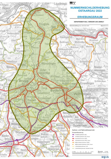 Erhebungsraum der Nummernschilderhebung Ostaargau 2022. Foto: © Kanton Aargau