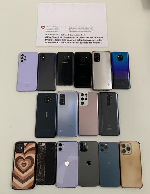 Sichergestellte Smartphones. Foto: BAZG