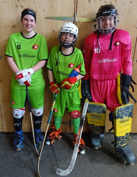 Die drei Junioren aus Gipf-Oberfrick, die in der Ost-Auswahl spielen (von links): Leonie Birri, Nino Frigeri und Florian Deutscher. Foto: zVg