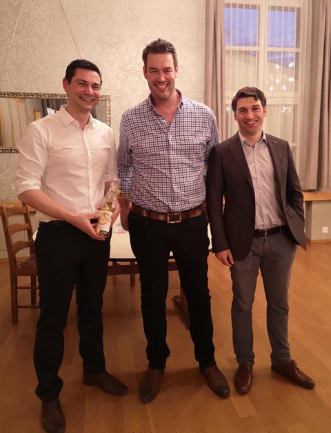 Von links: Die Referenten zu den eidg. und kant. Vorlagen Nationalrat Benjamin Giezendanner, Grossrat Christoph Riner und Grossrat Emanuel Suter. Foto: zVg