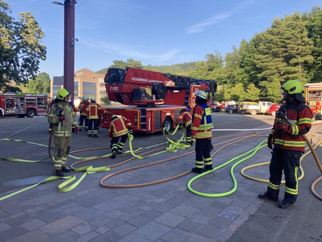 Umfangreiche Feuerwehrübung am Wasserkraftwerk Laufenburg. Foto: zVg