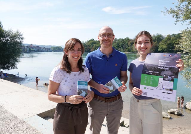 Das Projektteam von Rheinfelden (Schweiz). – Stéphanie Berthoud, Geschäftsführerin Tourismus Rheinfelden, Stephan Eglin, Projektleiter Hochbau Stadt Rheinfelden, Ramona Herzog, Marketing &amp; Produktmanagement Tourismus Rheinfelden. Foto: zVg