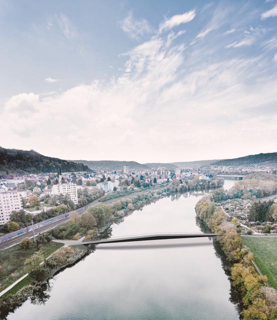 Visualisierung des neuen Limmatstegs zwischen Neuenhof und Würenlos. Foto: Kanton Aargau