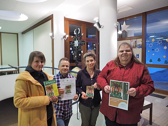 Das Vorbereitungsteam für den Weltgebetstag in Stein: (von links) Franzi Mitulla, Fabrice Müller, Stefanie Achermann und Manuela Köchling. Nicht auf dem Bild: Concetta Libonati. Foto: Verena Kessler