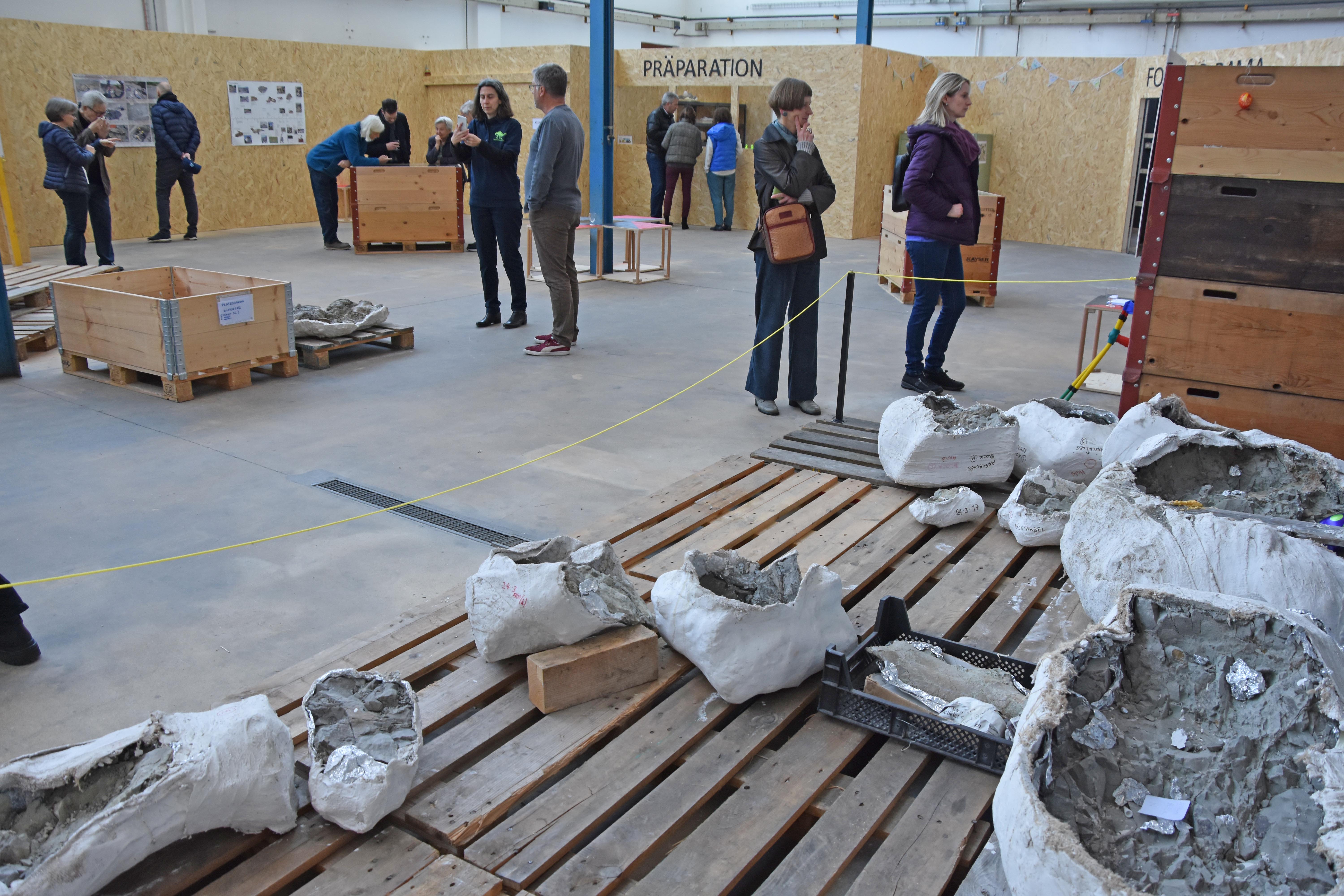 Interessierte Saurierfreunde an der Eröffnung der neuen Halle. Foto: Jörg Wägli