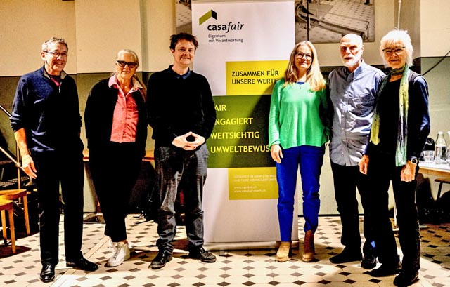 Von links: Stephan Graus – Geschäftsleitung, Beatrice Alther, Chaim Howald – Co-Präsident, Katja Reichen – Co-Präsidentin, Thomas Hotz, Martina Turnes. Foto: zVg