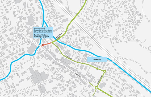 Lageplan Bauarbeiten Kaistenbergstrasse. Foto: IWB