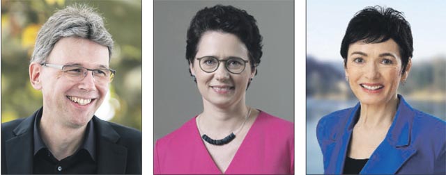 Links: Landammann Dieter Egli; Mitte: Marion Gentges, Ministerin für Justiz und Migration; rechts: Ständerätin Marianne Binder. Fotos: zVg