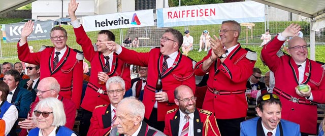 Wurden geehrt (von links): Fabian Benz, Marc Zumsteg, Michael Vögeli, René Lerch und Dominik Rohr. Foto: zVg
