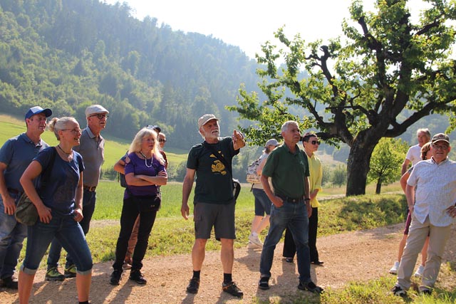 Flora und Fauna in Wittnau erleben mit Jurapark-Landschaftsführer Benno Zimmermann (Mitte). Foto: zVg