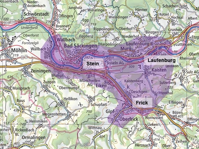 Perimeter GVK Raum Frick-Stein-Laufenburg (schematisch). Foto: zVg 