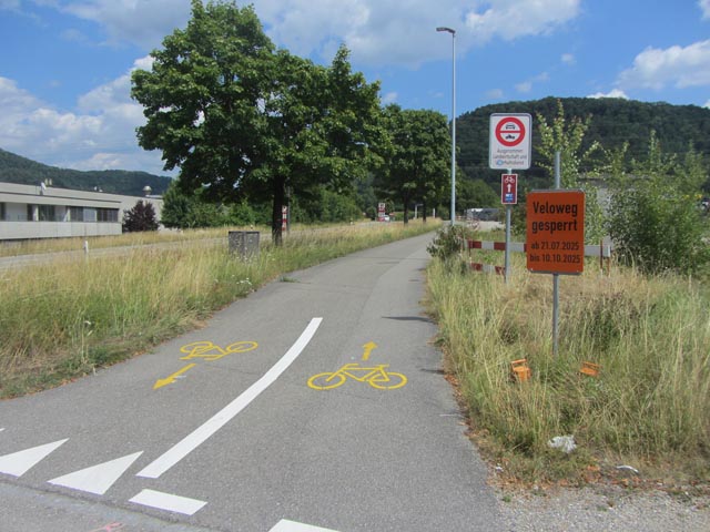 Veloweg zwischen Ueken und Frick wird vom 21. Juli bis 10. Oktober umgeleitet