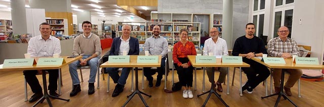 Die Kandidaten für die GPFK Rheinfelden, von links: Florian Stürchler, Cedric Meyer, Gregor Spuhler, Stefan Baumgartner, Christine Ziegler, Christian Müller, Ryan Kougionis und Erwin Freiburghaus