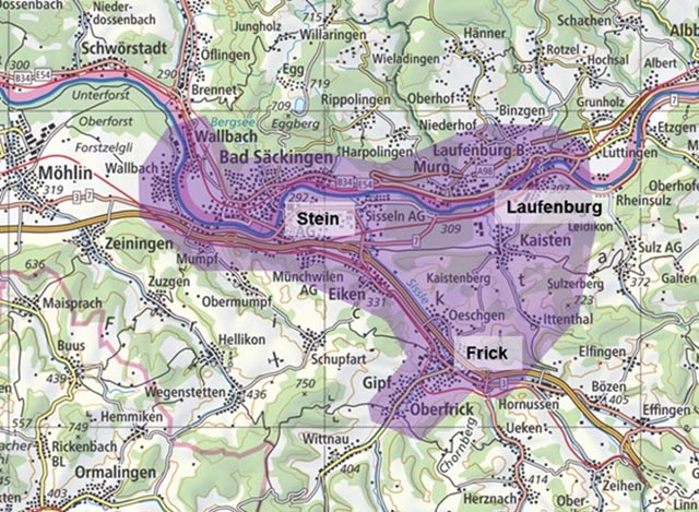 Perimeter GVK Raum Frick-Stein-Laufenburg (schematisch). Foto: zVg