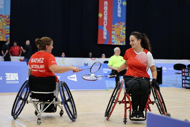 Die beiden Europameisterinnen im Doppel Cynthia Mathez und Ilaria Olgiati (rechts). Foto: Vera Lang