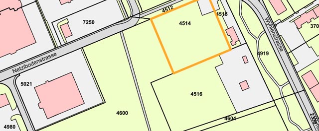 Kartenausschnitt der Parzelle Nr. 4514 in Pratteln. Foto: zVg