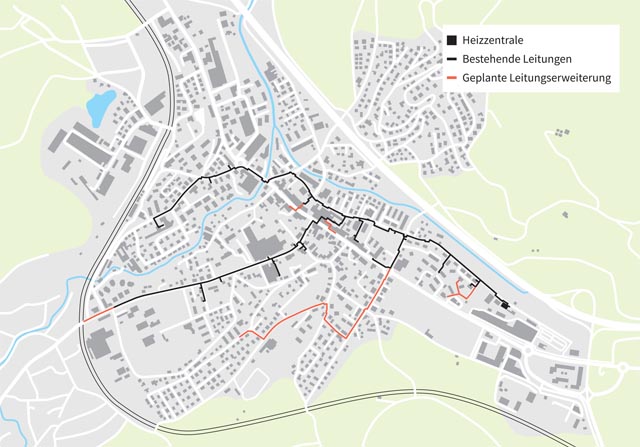 Ab 12. Januar baut IWB das Leitungsnetz in den Ortsteil «Ob em Dorf». Der Ausbau erfolgt im Gänsacker, im Distel-, Jura-, Königs- und im Kirchmattweg sowie in weiteren Strassenabschnitten. Plan: IWB 