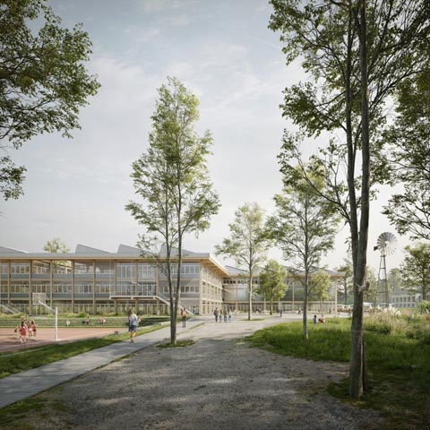 Visualisierung Aussenansicht des Projekts «Here Comes the Sun, Franziska Sebastian Müller Architekten GmbH, Zürich» Copyright © Filippo Bolognese Images