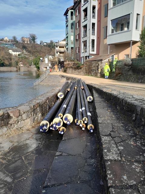 Eindrücke der Arbeiten rund um den Ausbau der Fernwärmeleitungen (Rohrlager). Foto: zVg 