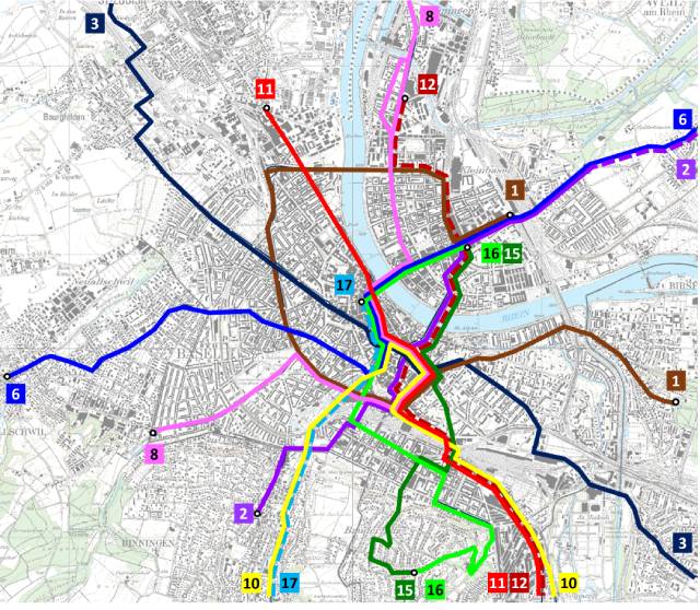 Plan des optimierten Liniennetzes
